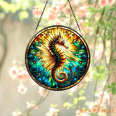 Seahorse Stained Glass Suncatcher Window Hanging Seahorse Window Decor Gift For Seahorse Lover Beach SeaHouse Suncatcher